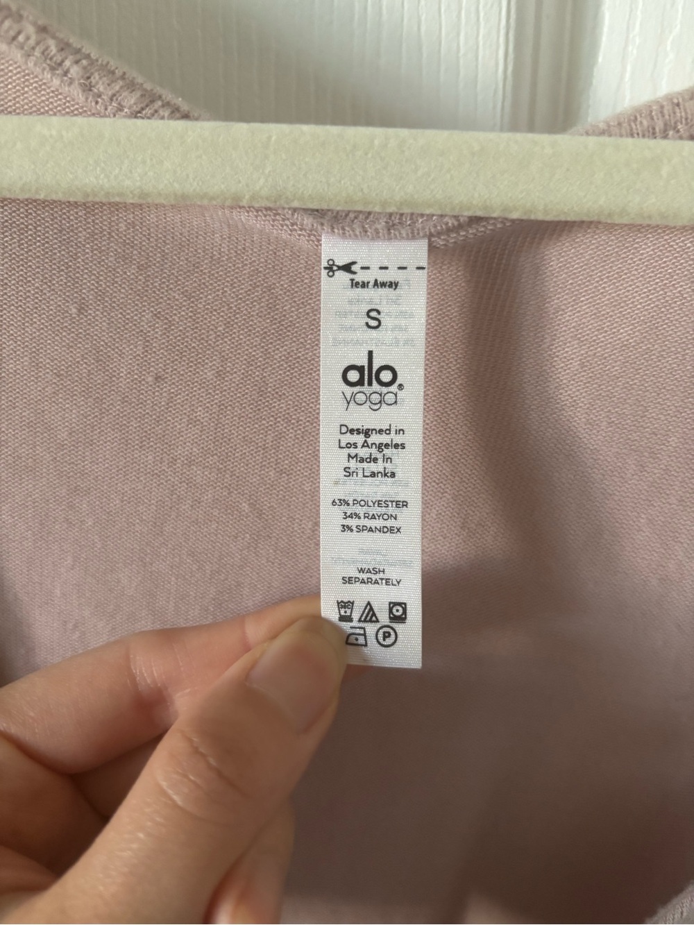 ALO Yoga Amelia Light Pink Wrap Crop Top - Long Sleeve - Picture 3 of 6